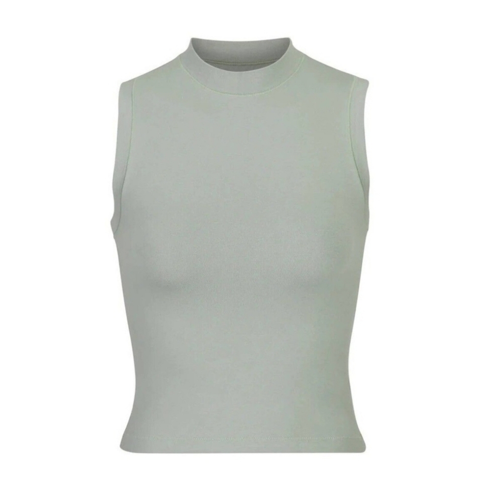 SKIMS Cotton Jersey Mock Neck Tank Mineral 4X